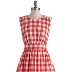 Red Gingham A-Line Dress